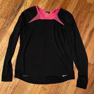 Black & pink Nike Dri Fit top size M